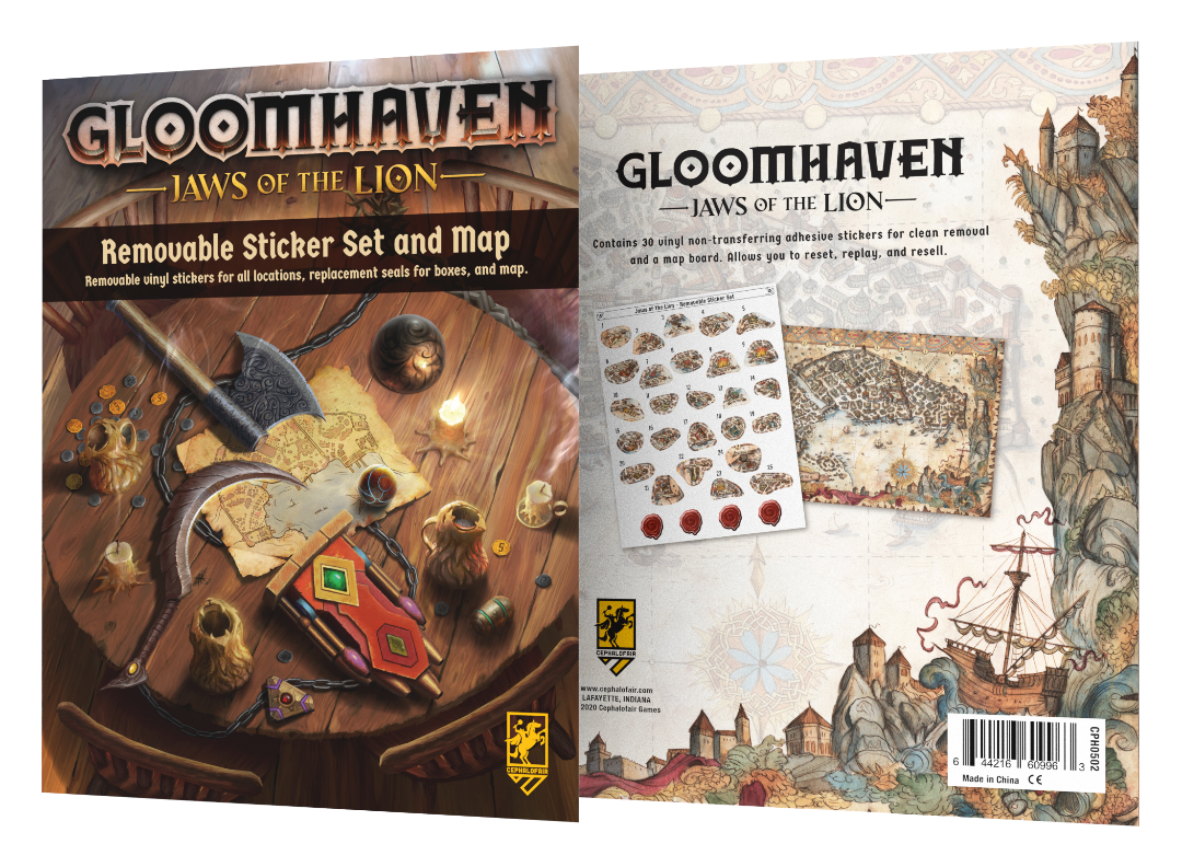 Gloomhaven: Jaws of the Lion Removable Sticker Set & Map